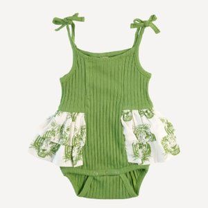 Kate Quinn Green Ruffle Ballerina Bubble Ribbed One Piece